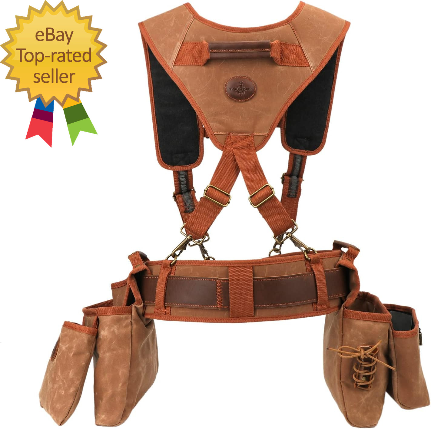 Tourbon Detachable Heavy Duty Carpentry Tool Belt with Suspenders Canvas Padded