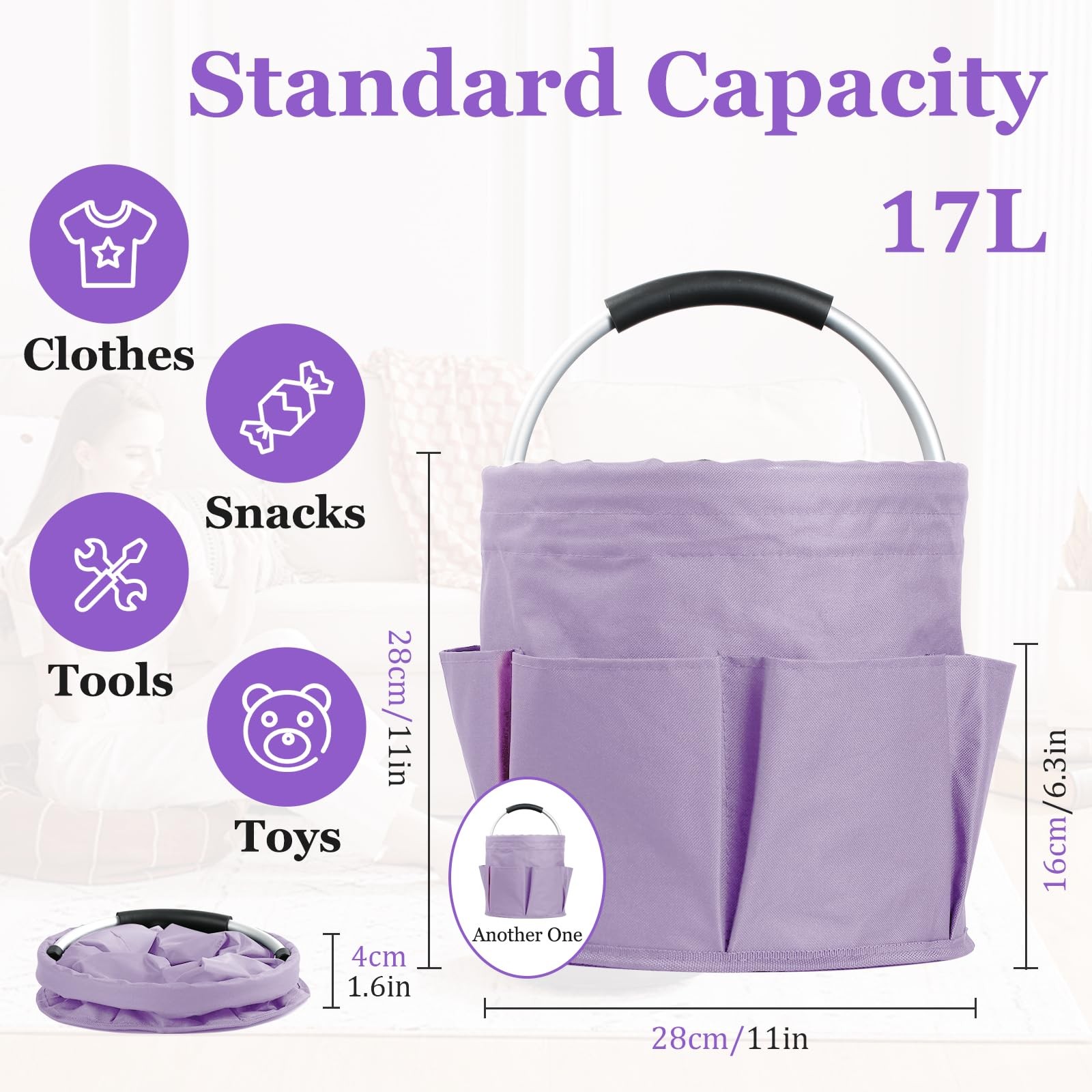 2PCS 17L Caddy Organizer with Handle, 600D Oxford Cloth Shower Caddy with 6 P…