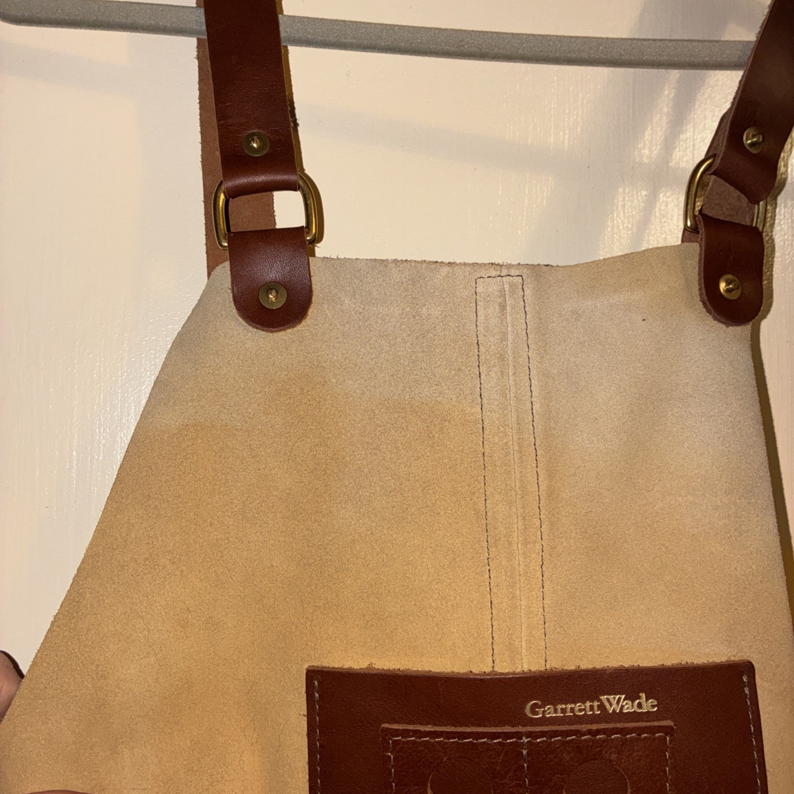 Garrett Wade USA Full Suede, cross-back strapsShop Apron, brass hardware