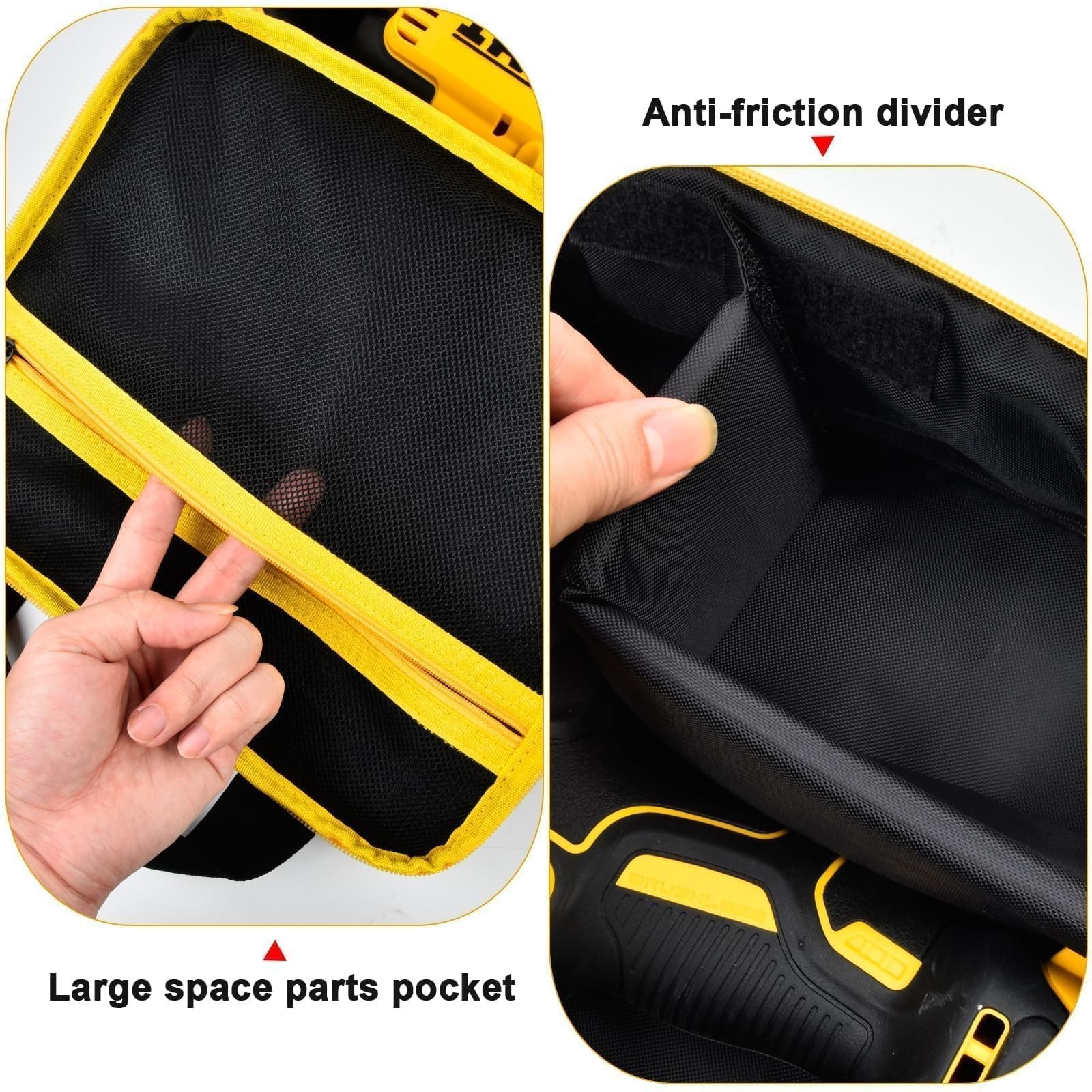 Impact Driver Bag Case for 20V MAX XR Cordless Wrench Kit – Yellow Zipper Holder