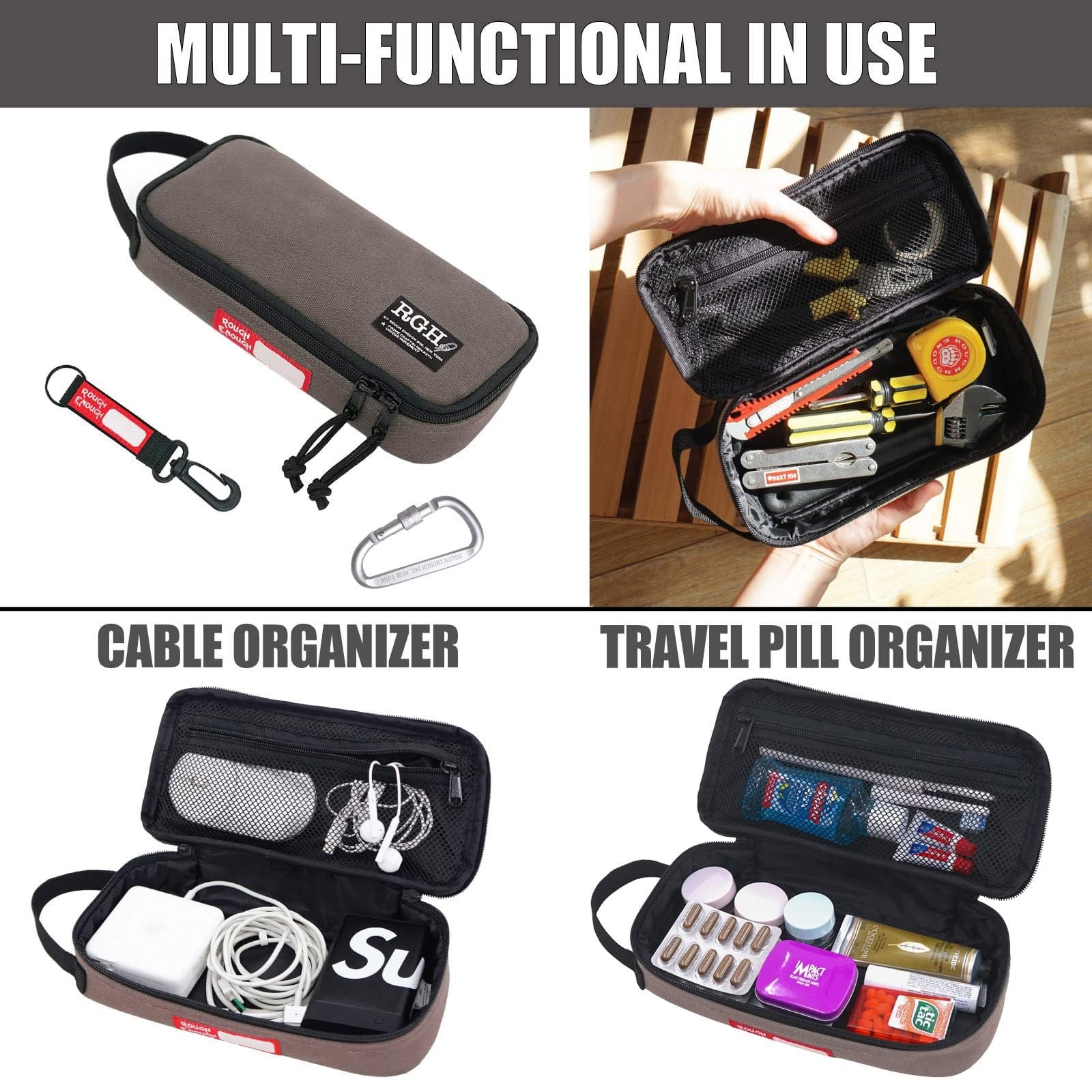 Rough Enough Small Tool Bag Pouch Canvas Portable Box Organizer Case with Zip…