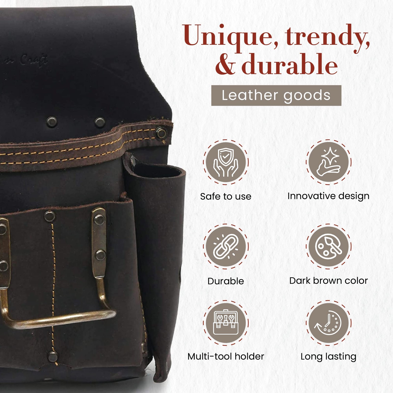 Style N Craft 70685-6 Pocket Drywall Hanger’s Tool Pouch in Oiled Grain Leather
