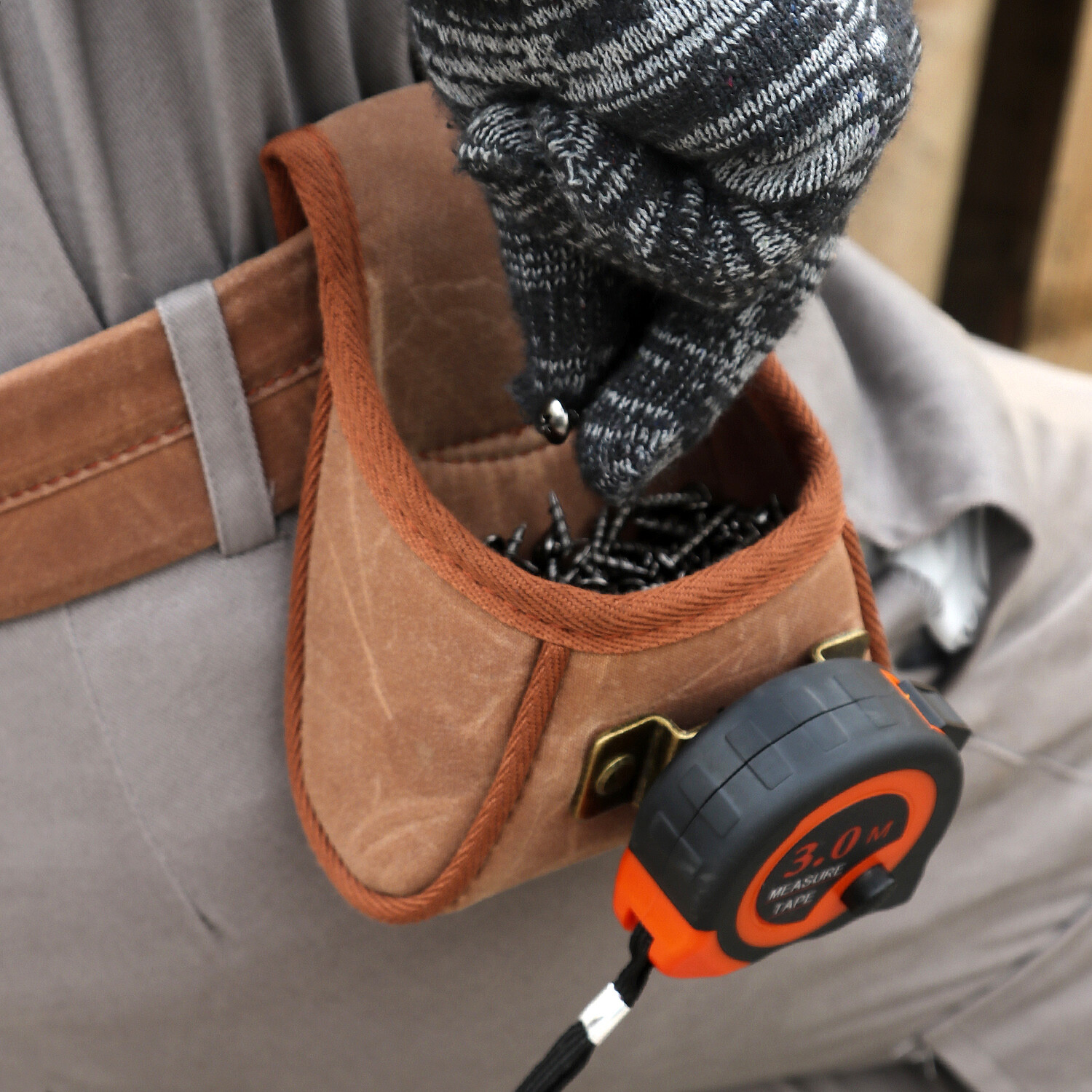 TOURBON Waxed Canvas Tool Carry Bag Belt Pouch Waist Pocket Tape Measure Holder✅