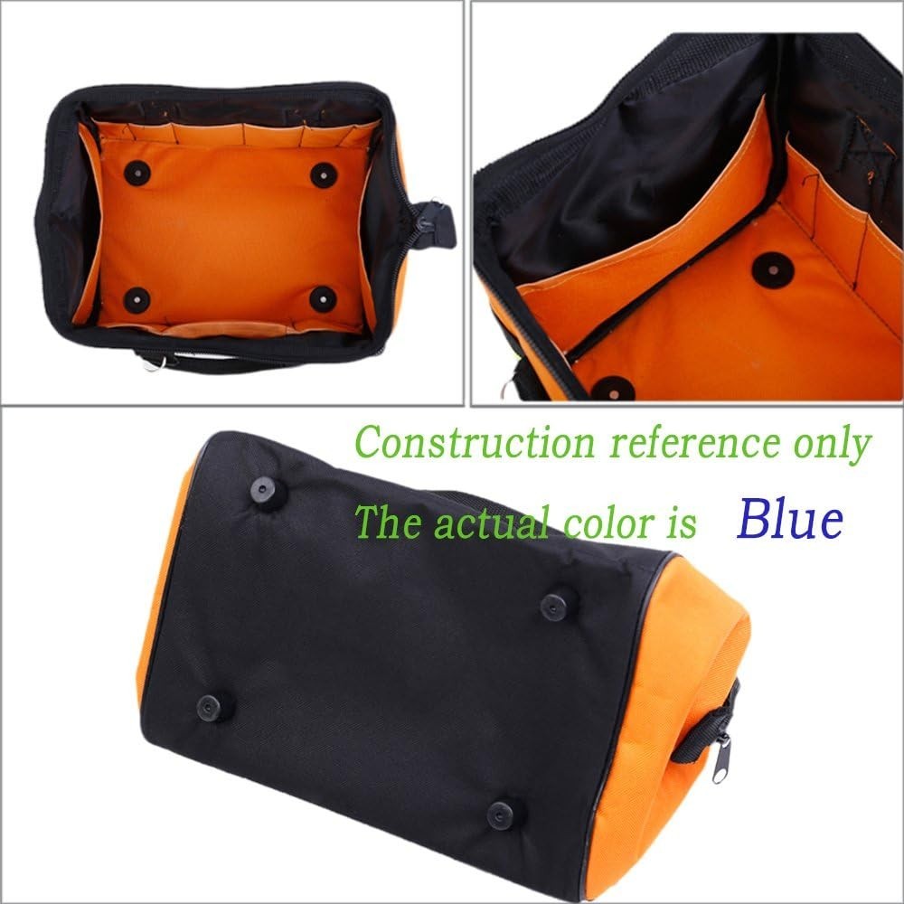 Blue Reflective Tool Bags For Men 16 inch Wide Mouth 18 tool pockets
