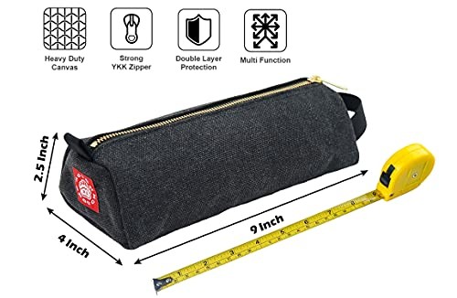 Rough Enough Canvas Small Tool Bag Pouch Box Organizer with Zipper Stone Black