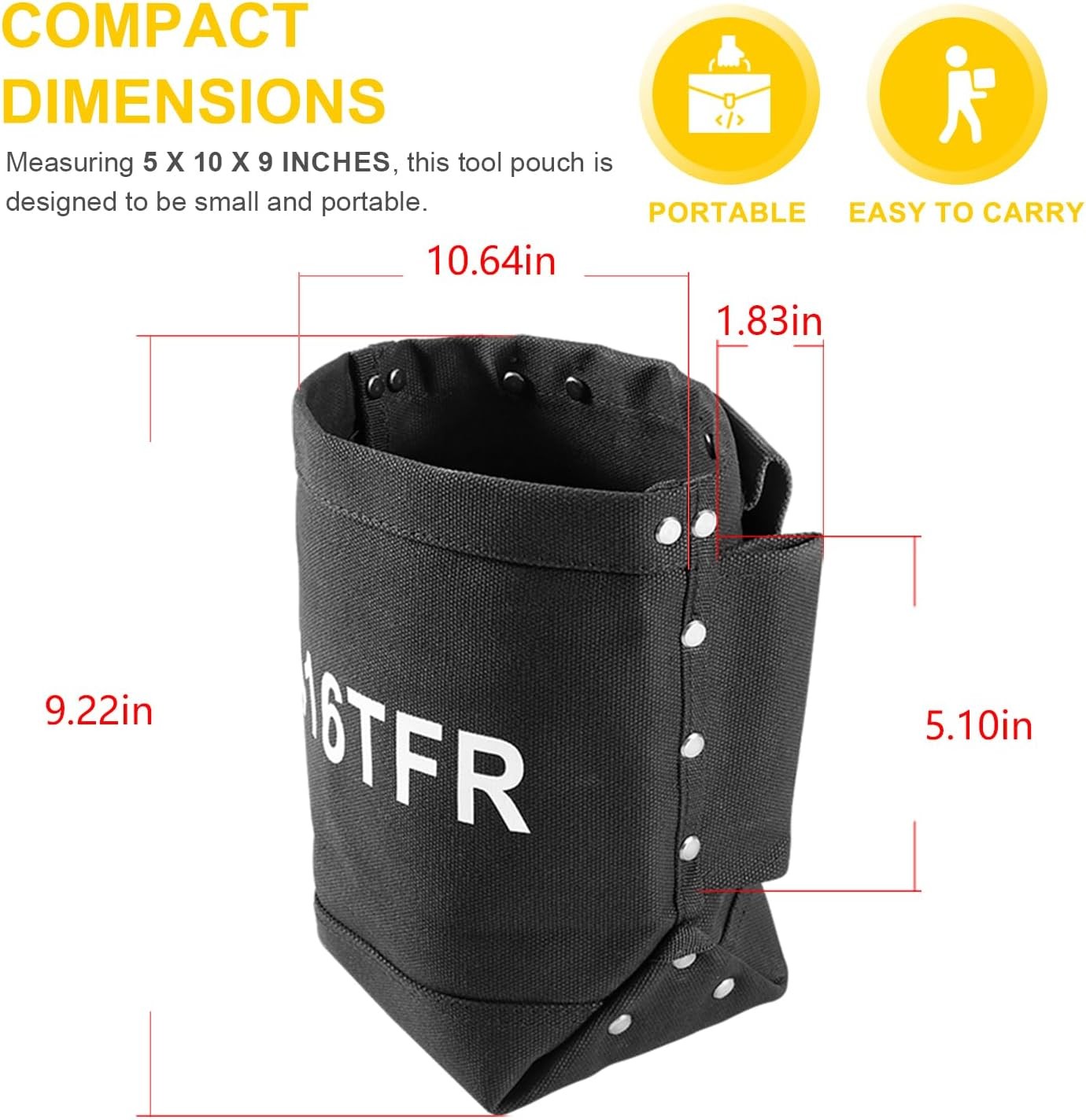 5416TFR Tool Bag Flame Retardant Tool Kit 5x10x9 Inch Bolt Bag for Iron Workers
