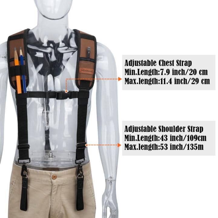 Heavy Duty Padded Tool Belt Suspenders RipStop Construction Adjustable Men