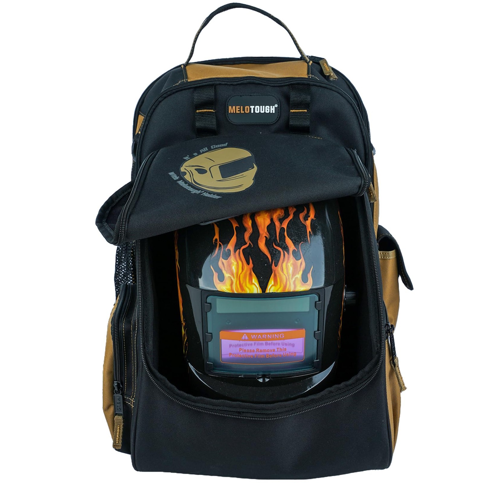 Melotough Electricians Tool Bag Backpack Welding Helmet Bag Heavy Duty Tool Bag
