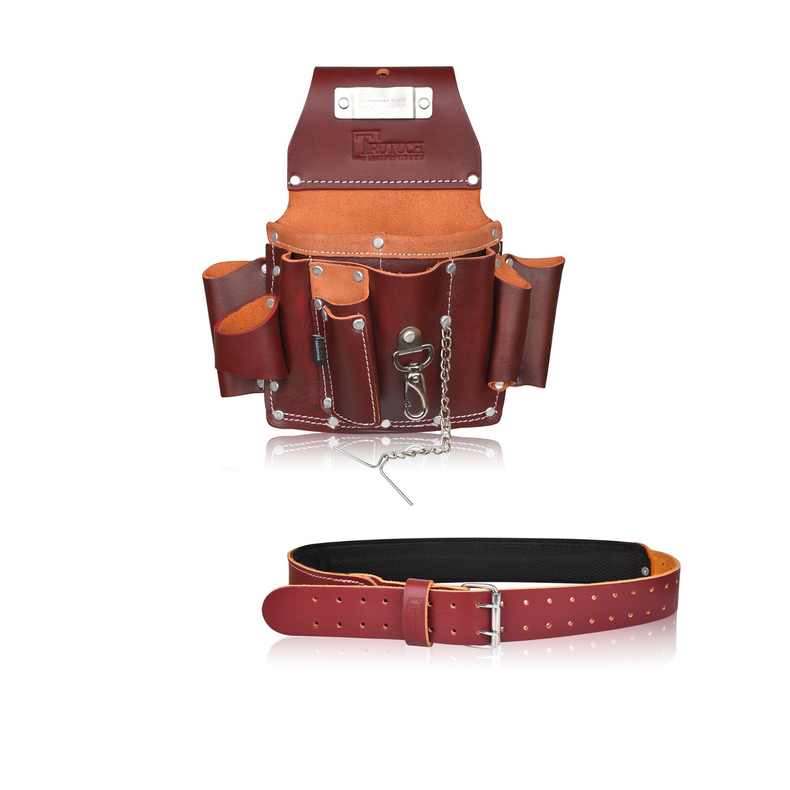TRUTUCH Leather Electrican Tool Pouch with Foam Padded Work Belt | Carpenter