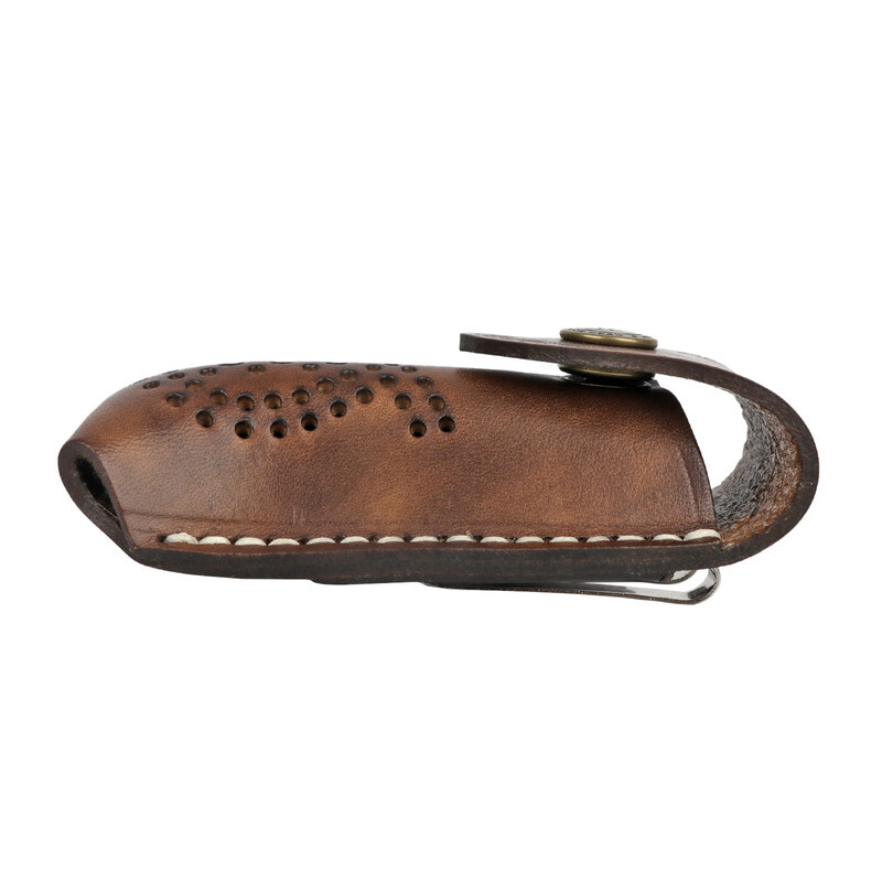 Tourbon Real Leather Fold Knief Sheath Pouch Tool Belt Loop Case Hunting Camping