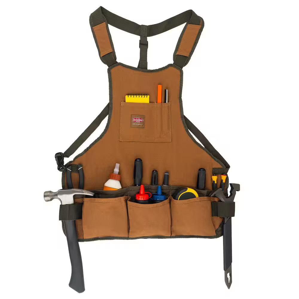 BUCKET BOSS 23 In. 16-Pocket Duckwear Super Bib Tool Work Apron