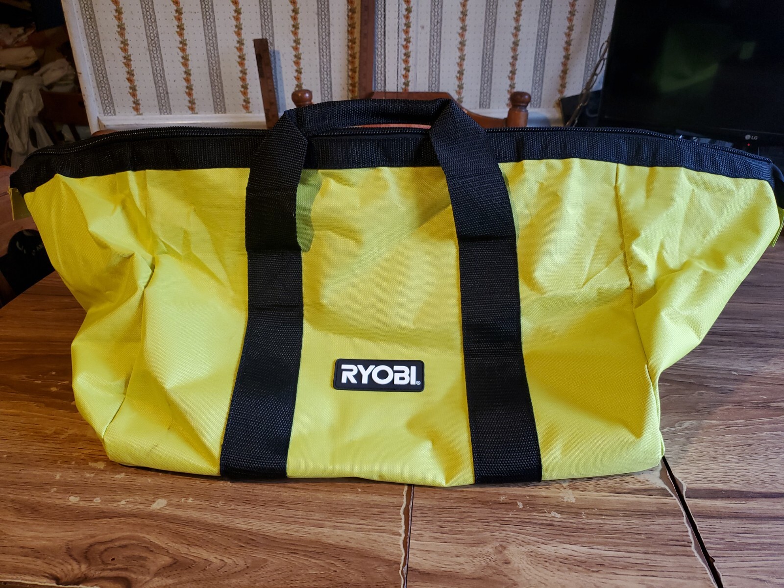 Ryobi 18x12x14 Contractors Collapsible Heavy Duty Green Tool Bag Wide Mouth NEW