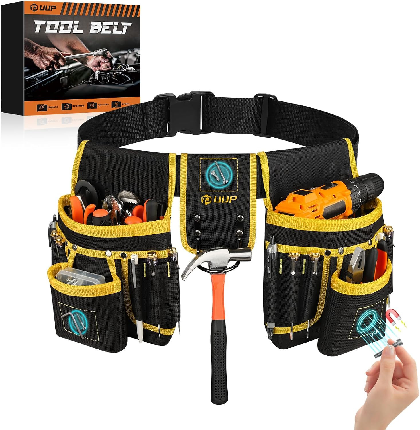 Magnetic Tool Belt for Men, 26 Pockets Heavy Duty Tool Pouch, Magnet Holster Nai