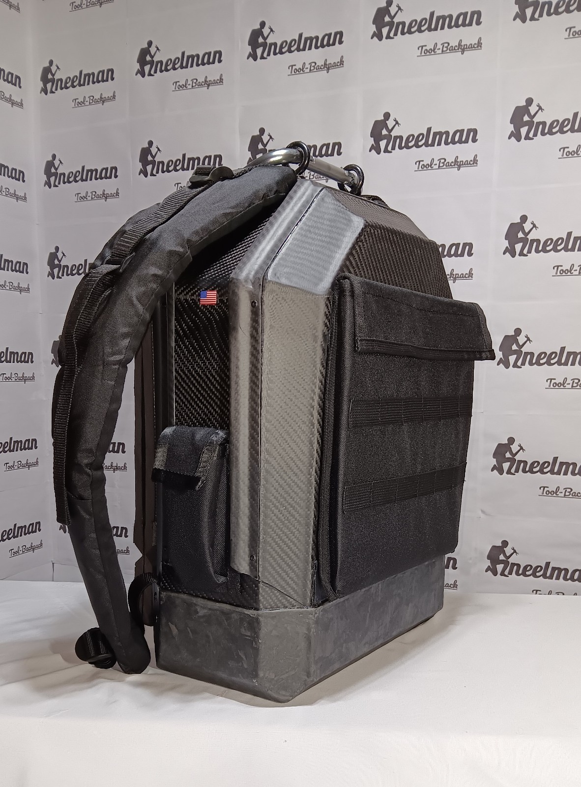 Kneelman Tool-Backpack Carbon Fiber Tool Backpack w/ Handle, Black/Gray