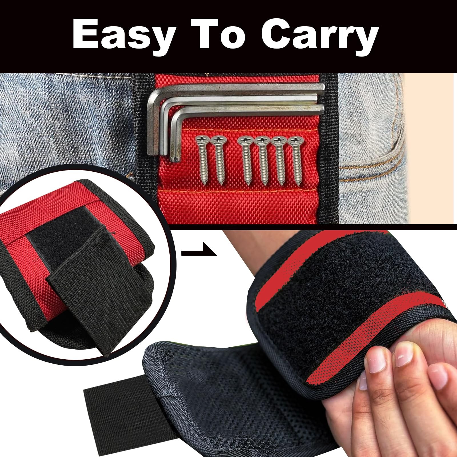 Magnetic wristband, magnetic screw holder for wrist, made of ballistic nylon,…