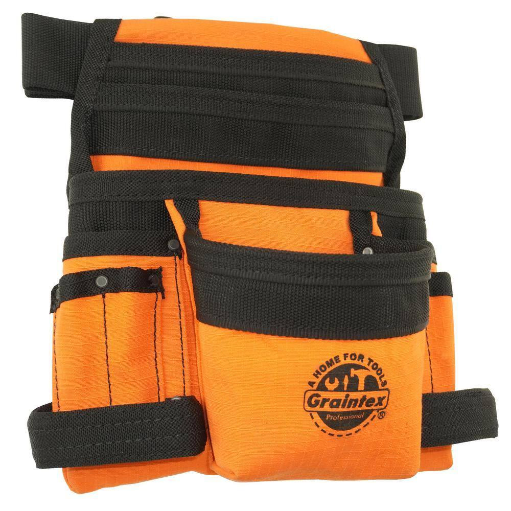 Orange Canvas 10-Pocket Tool Pouch with Belt