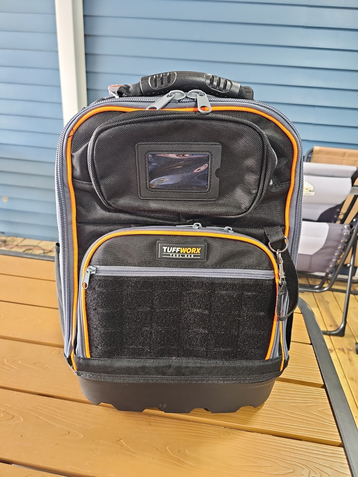 Tuffworx TW012 Heavy Duty Tool Backpack Bag Storage Black Orange Molle Tough