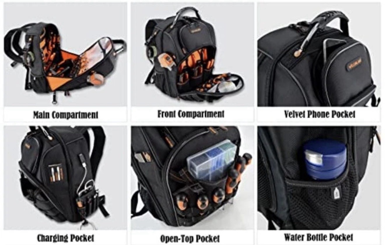 Tool Bag, Heavy-Duty Jobsite back pack for electricians Welkinland Ballistic