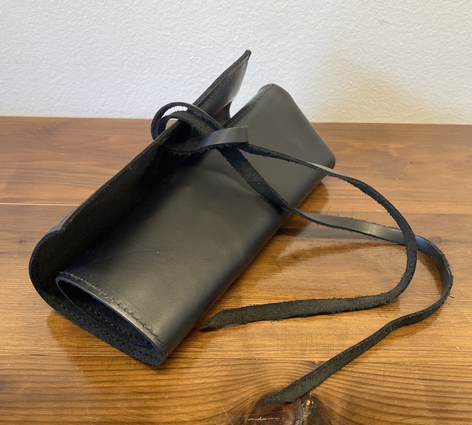 Hide Drink Thick Leather Small Tool Roll Up Bag Pencil Pouch Black 4 3” Pockets