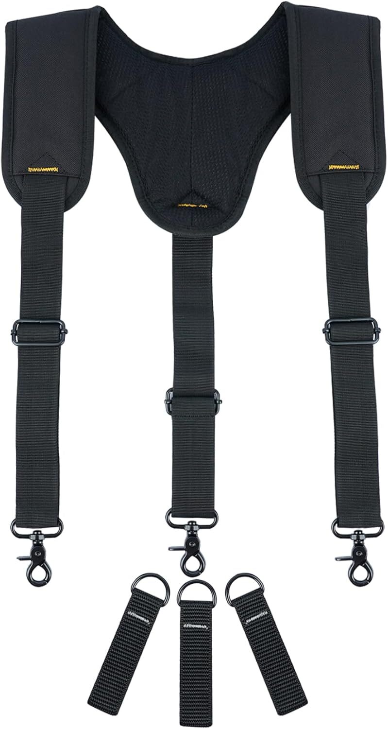 Black Padded Tool Belt Suspenders Adjustable Foam Comfort One Size Fits Most
