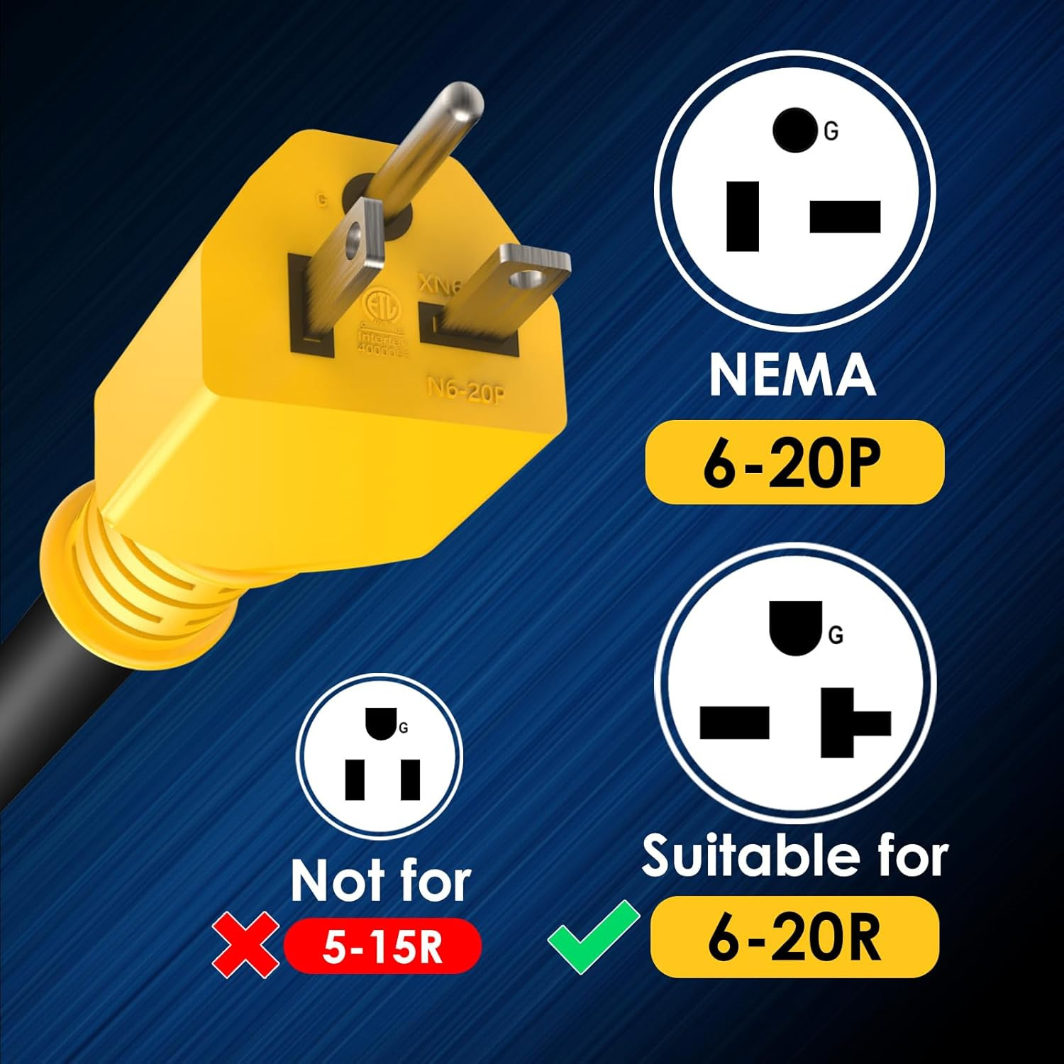 Level 2 EV Charging Adapter 220 Volt Plug Nema 6-20P to NEMA 14-50R STW 10AWG