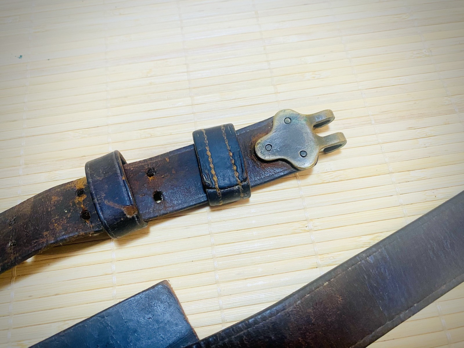 Vintage Antique Lifting Belt — Brass Buckle — Waist Large: 35-1/2” — 39-1/2”
