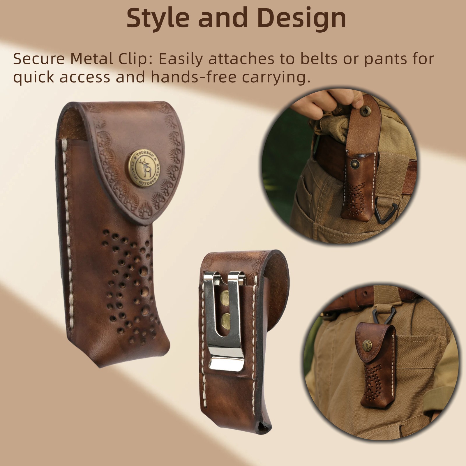 Leather Pocket Knife Sheath For Trapper Folding Blade Knives Case Belt Pouch