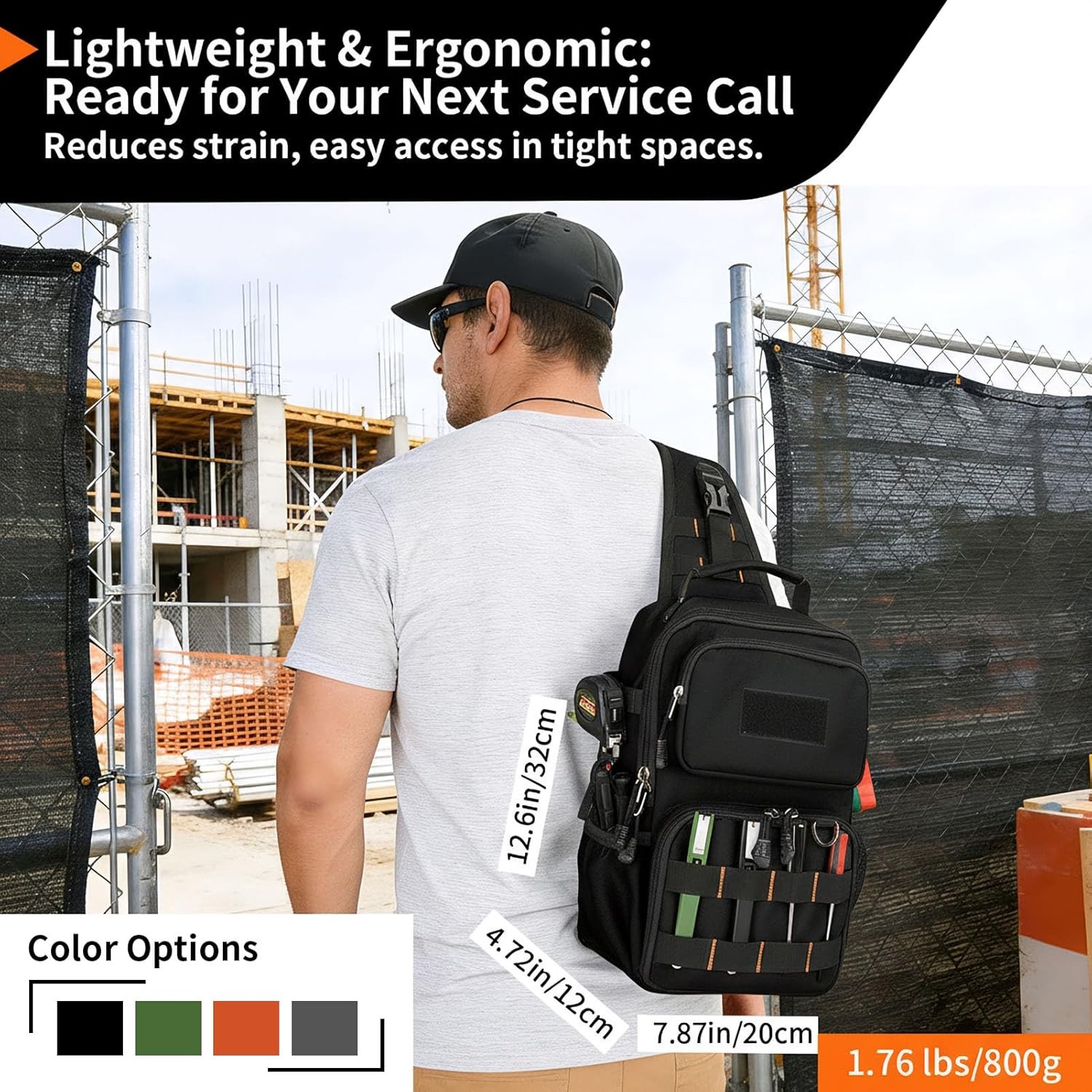 Tactical Electrician & HVAC Tool Chest Bag with 3-Point Harness, 15-Pocket 16…