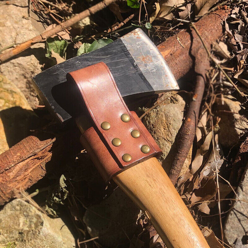 Real Leather Axe Handle Holster Hammer Holder Hatchet Tool Belt Pouch US