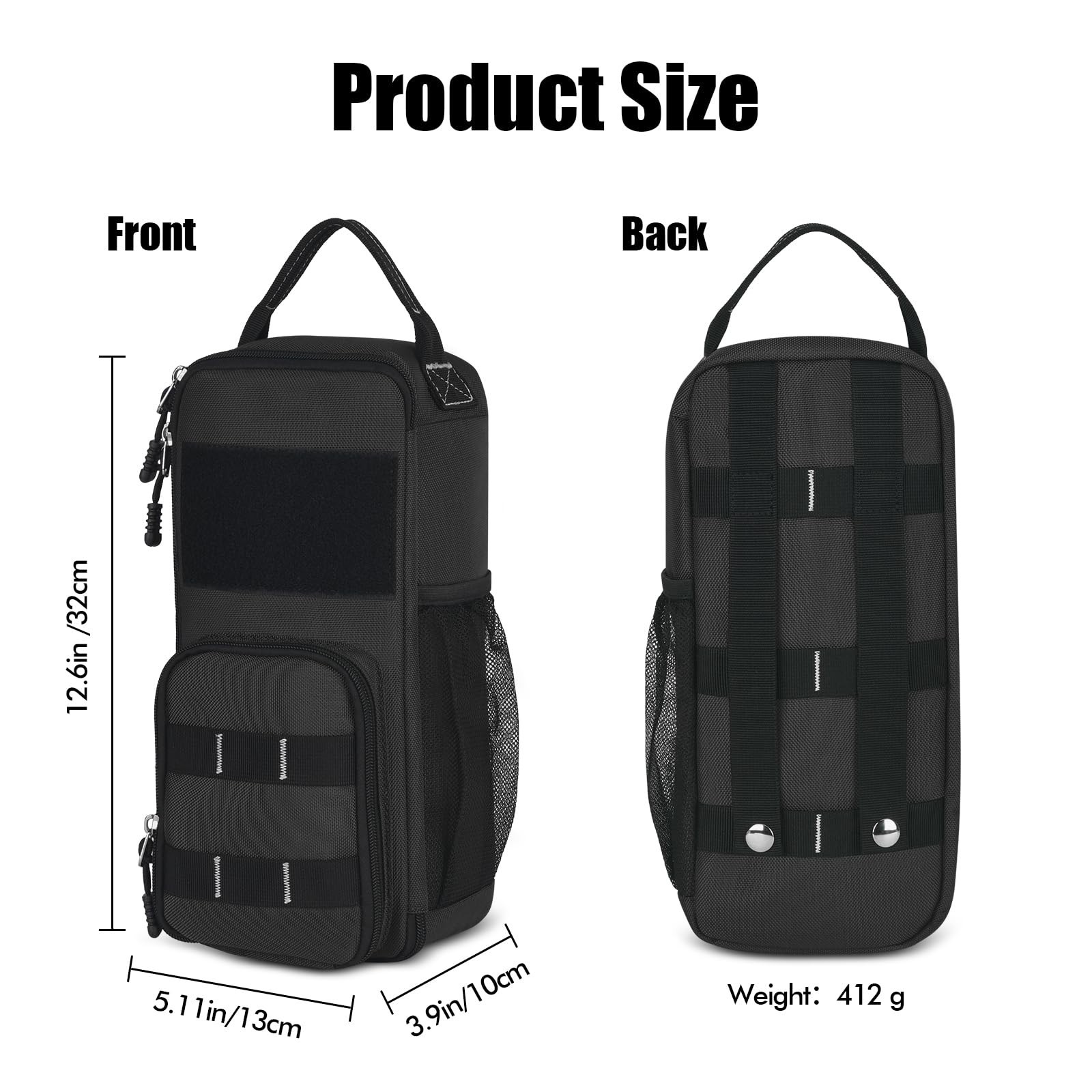 12.6″ Waterproof Heavy Duty Tool Bag Pouch for Men – Multi Pocket Organizer, Zip