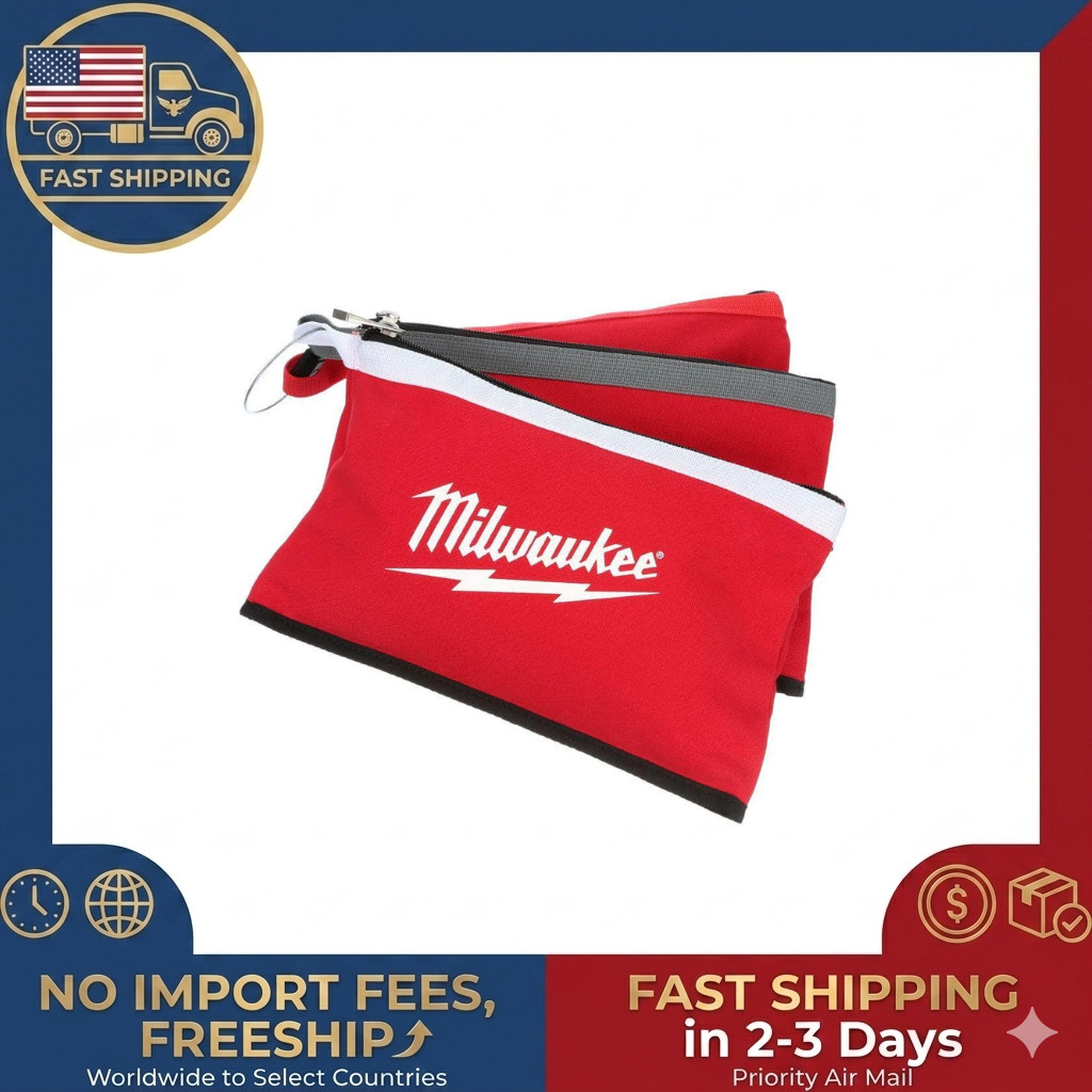 NEW Milwaukee Tool Zipper Bag 12 Inch Pouch Storage 3 Pack Red Tote Bag Durable