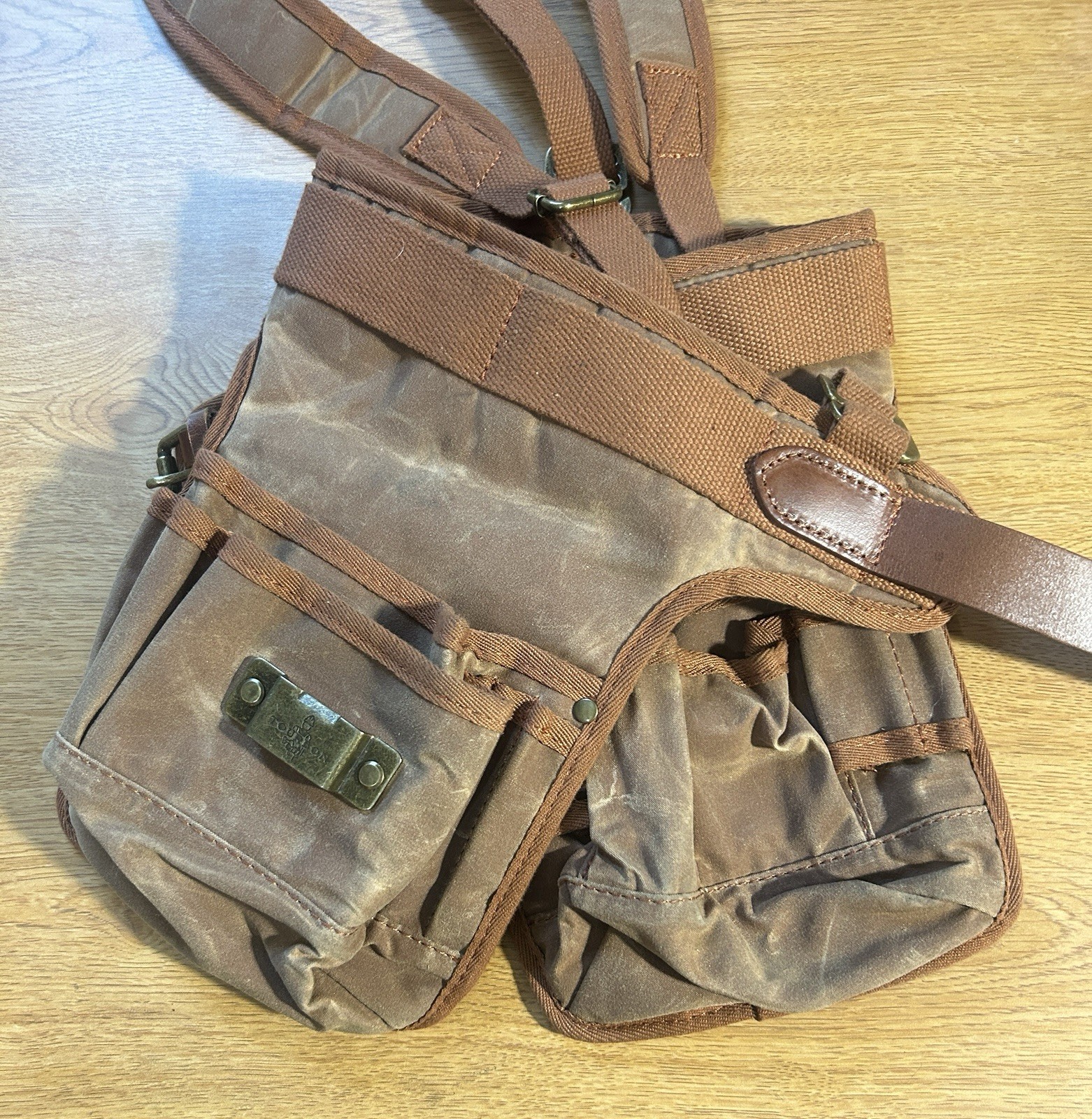 TourbonFramers Carpentry Tool Belt Pouch Harness Rig Canvas Leather Brown
