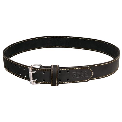 Leather Tool Belt 2 Inch Wide Top Grain Heavy Duty Double Prong Buckle