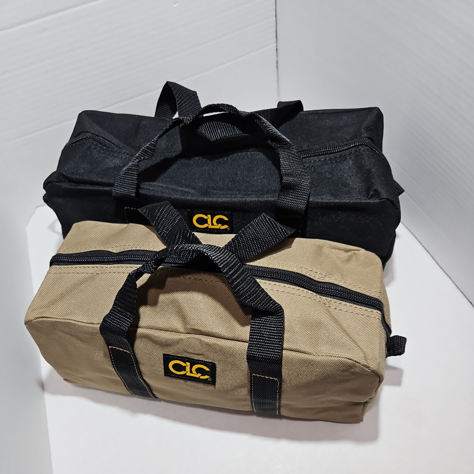 2 multi-purpose bags CLC Work Gear Tool Works Black and Tan Zipper Closure