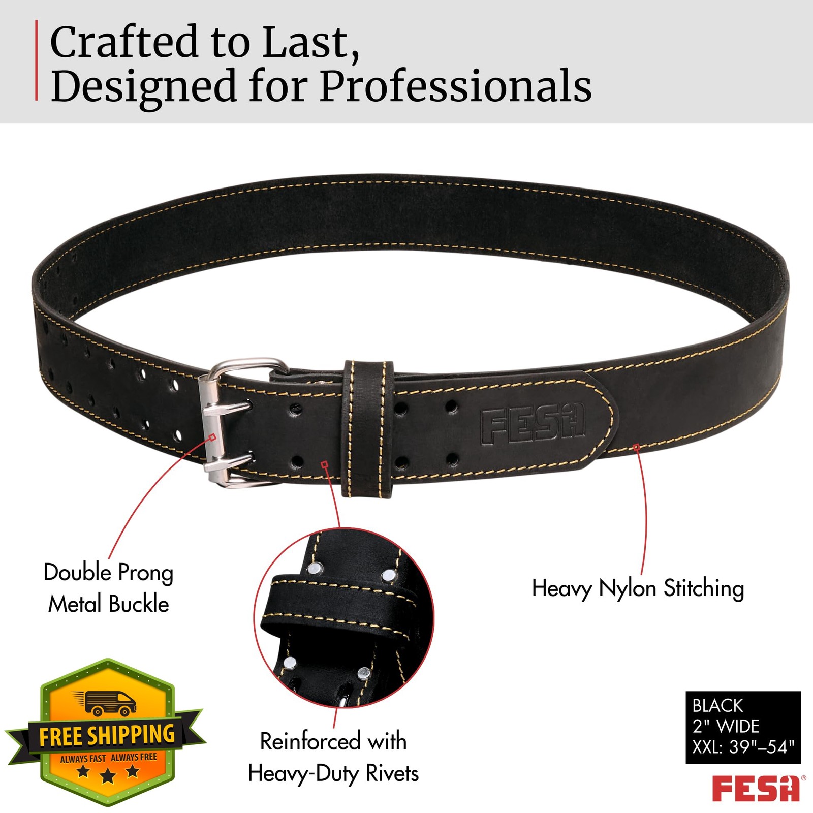 FESA Black Tool Belt XXL 2″ Wide