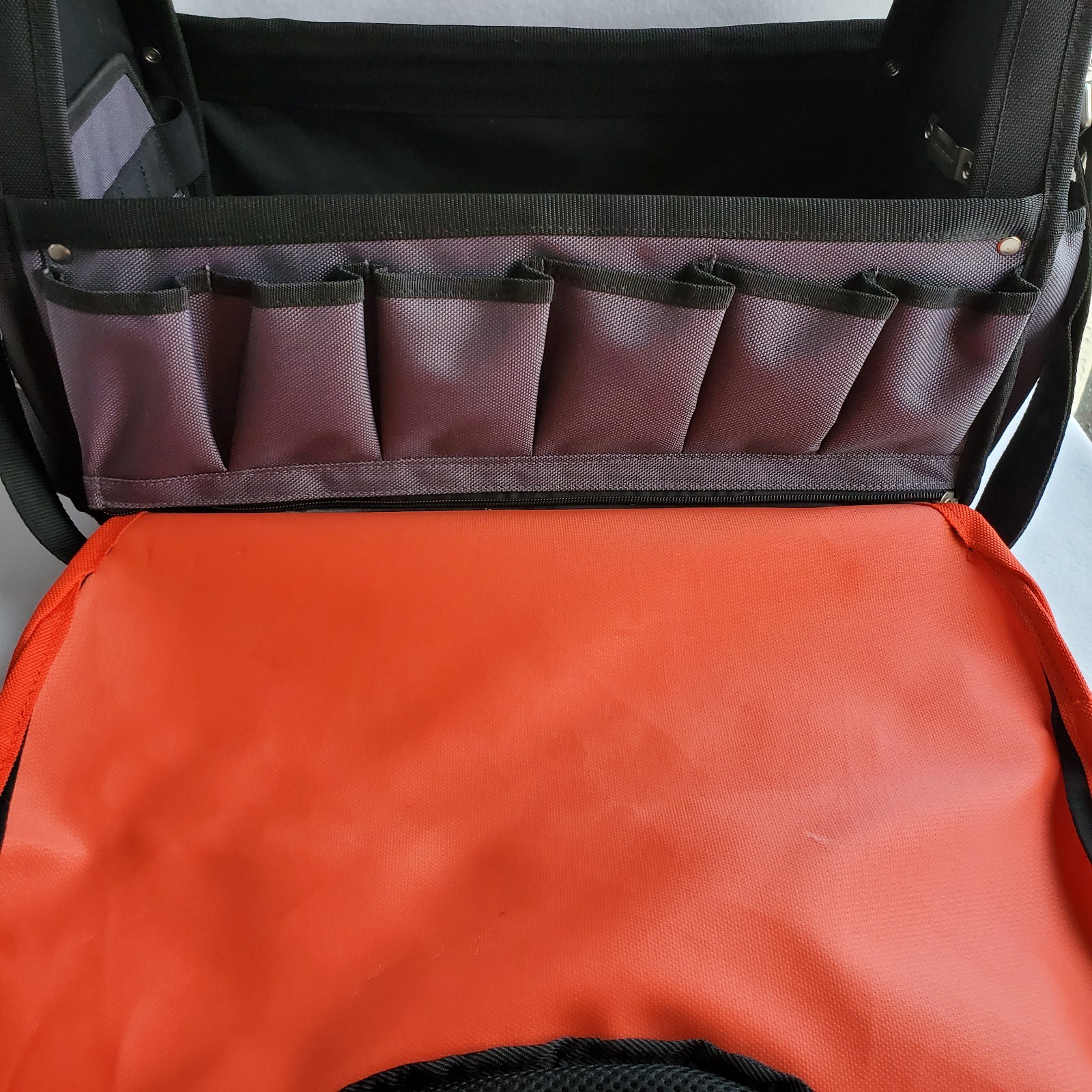 Proto J120TB Open Tote 10 Pocket Tool Bag Large 20″ x 11″ x 15″ Red & Gray LOOK