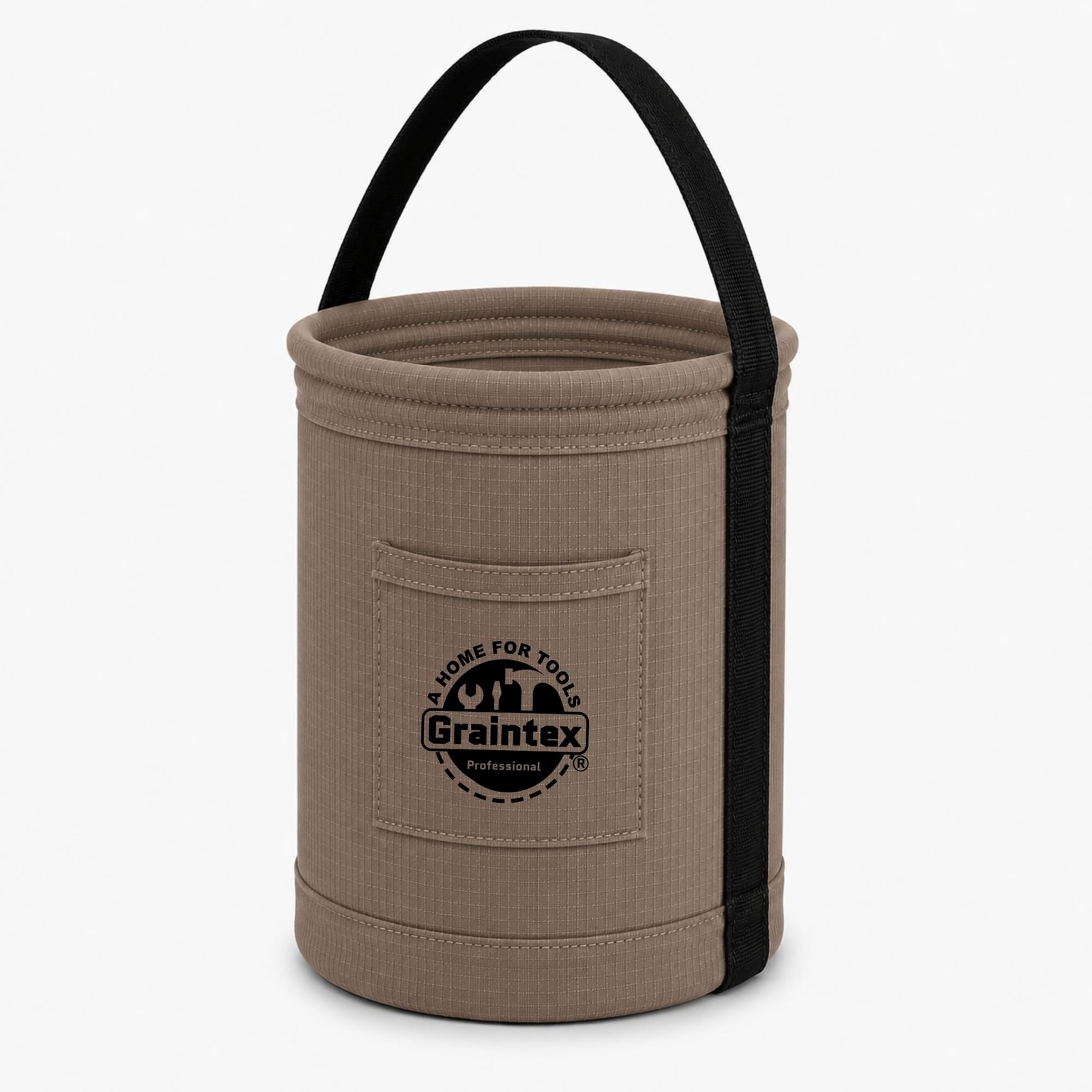 Canvas Utility Bucket 9.5″x14″, Round Tool Bucket, Reinforced Base & Carry Ha…