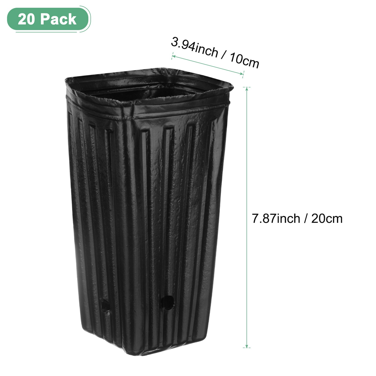 20 Piece Nursery Vase 10x10x20cm for Gardening [Black]