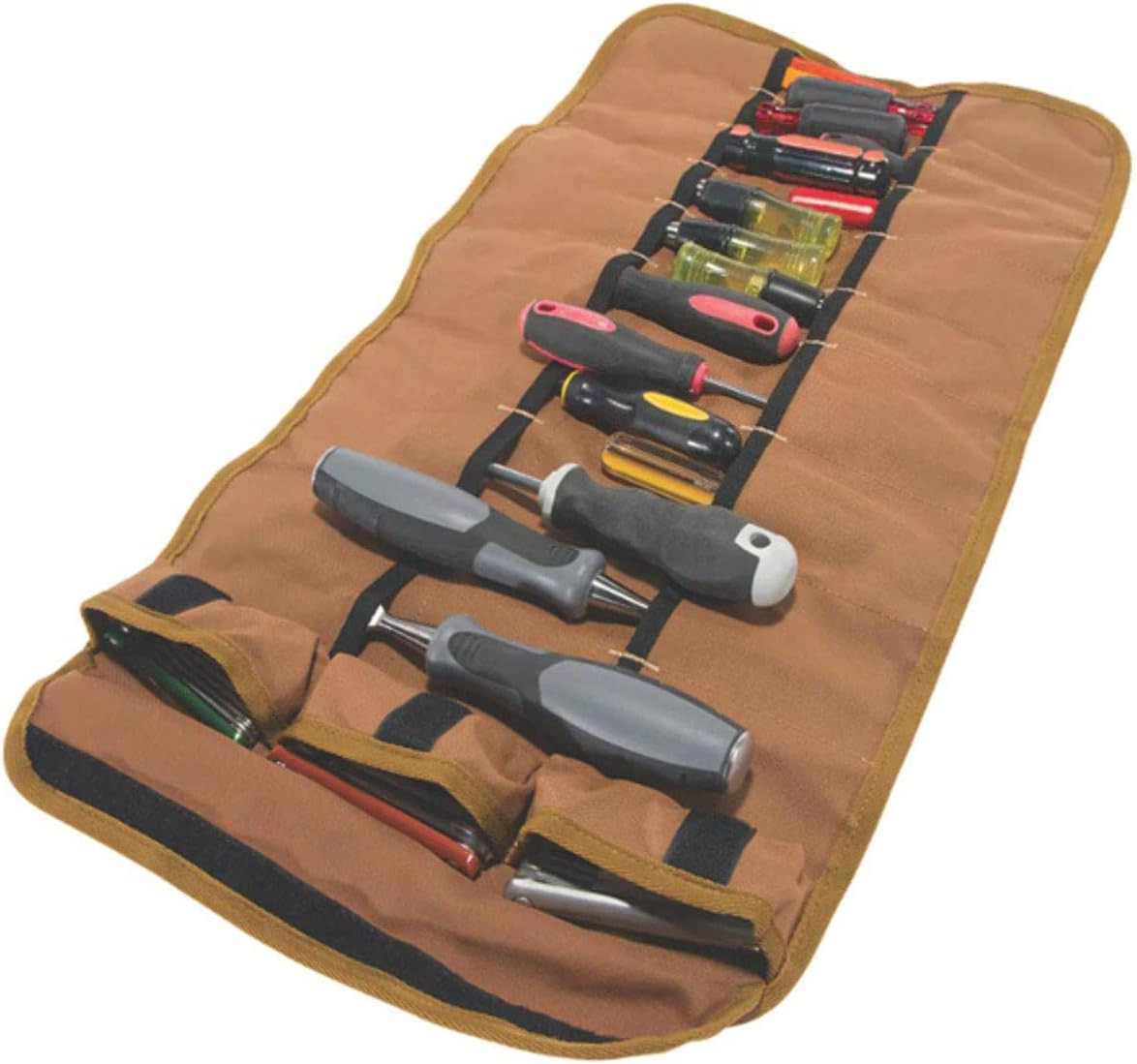 Unisex 18-Pocket Utility Tool Roll Brown One Size