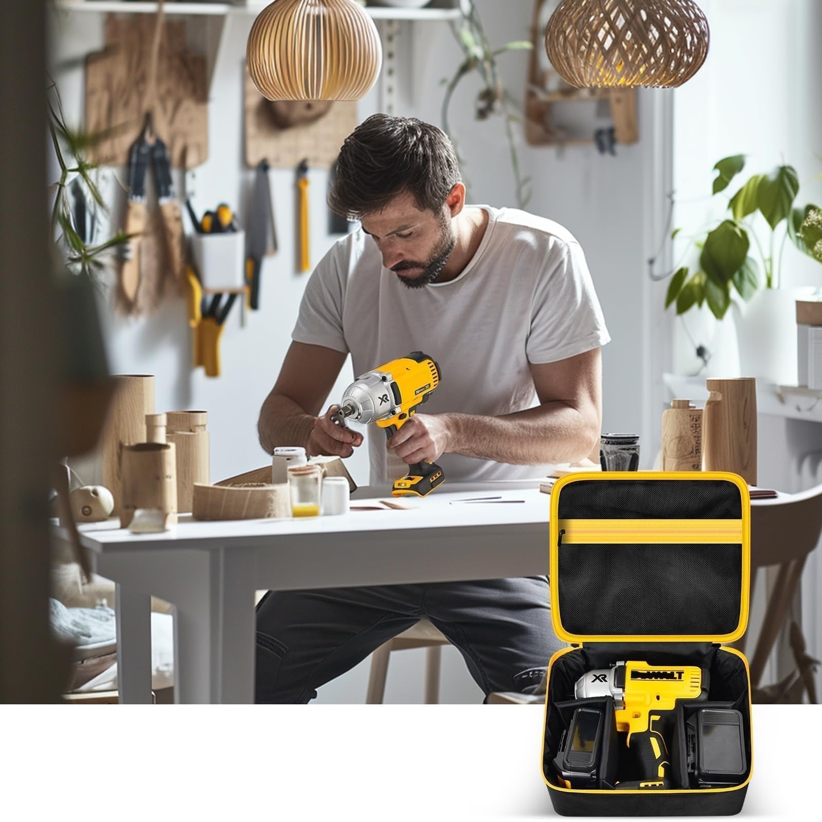 Impact Driver Bag Case for 20V MAX XR Cordless Wrench Kit – Yellow Zipper Holder