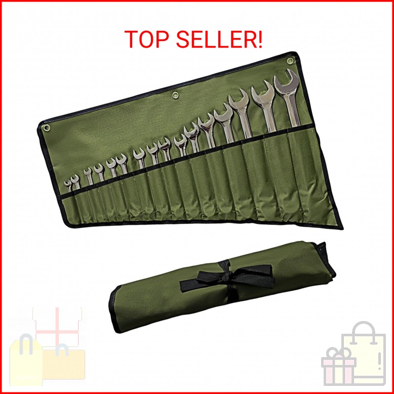 BLIRITEL 16 Pockets Wrench Roll Up Pouch, Wrench Roll Organizer and Tool Storage