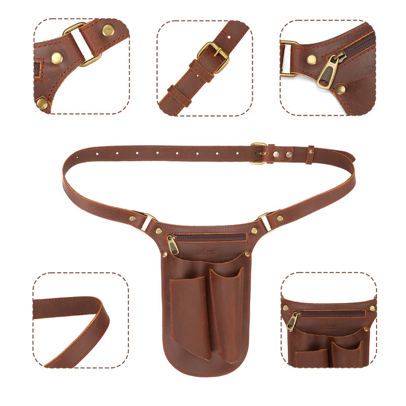 TOURBON Leather Gardening Belt Pouch Florist Organizer Waist Bag Tools Holster