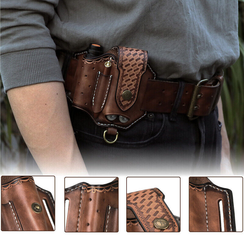 Leather Pocket Knife Sheath EDC Multitool Plier Belt Knives Pouch Tools Holster