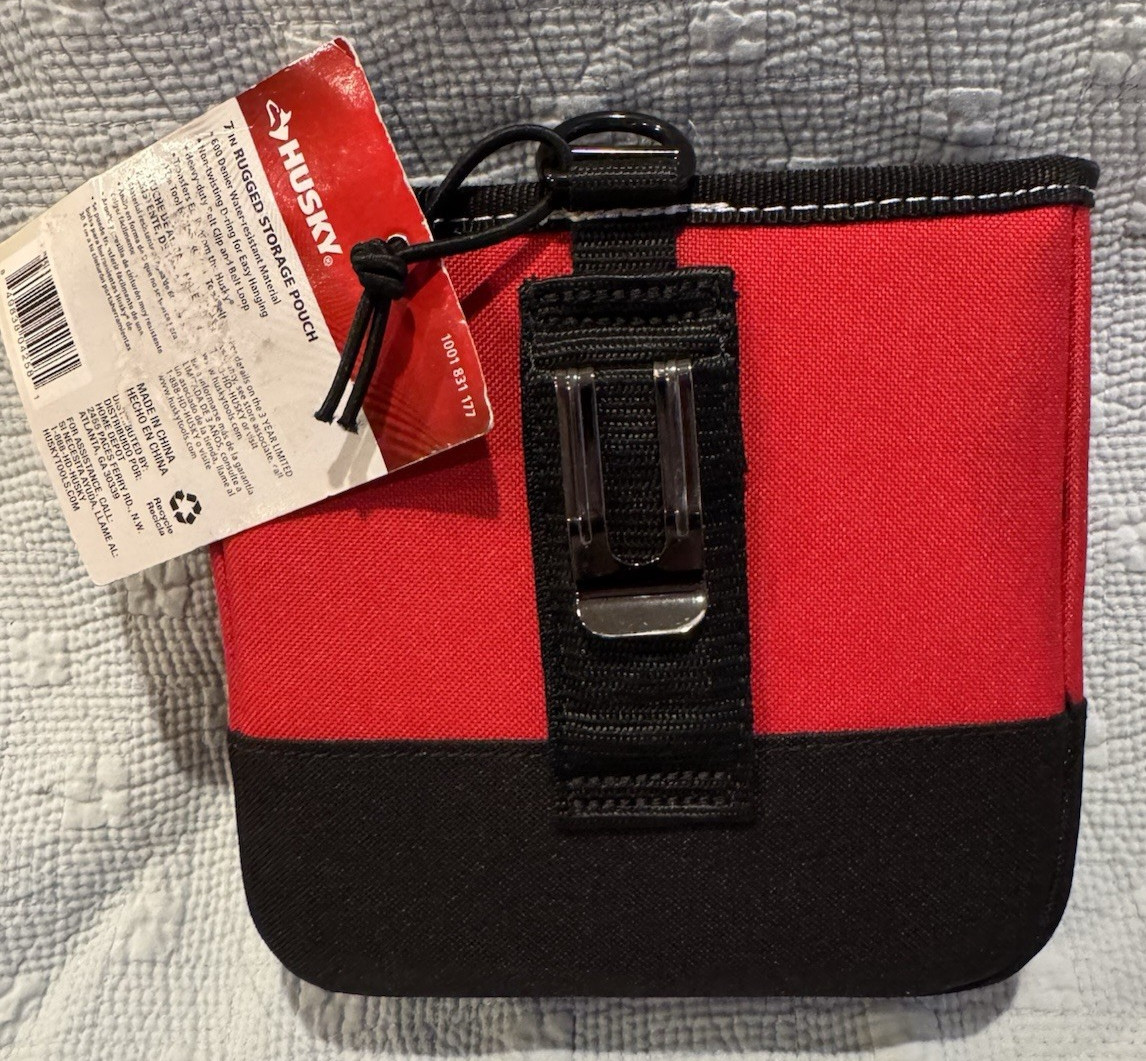 HUSKY LOT Tool Caddy Bag & Pouch SET Multiple Pockets Open Top Black Red Canvas