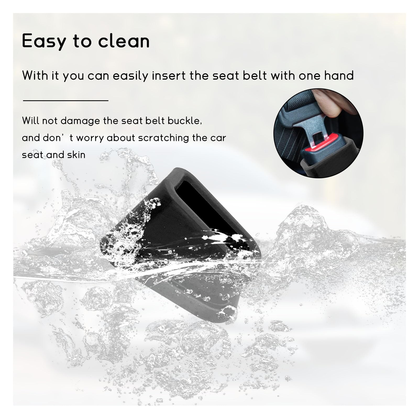 Kewucn 2 PCS Car Seat Belt Buckle Holder, 1.88×2.08×3.03 inches, Black