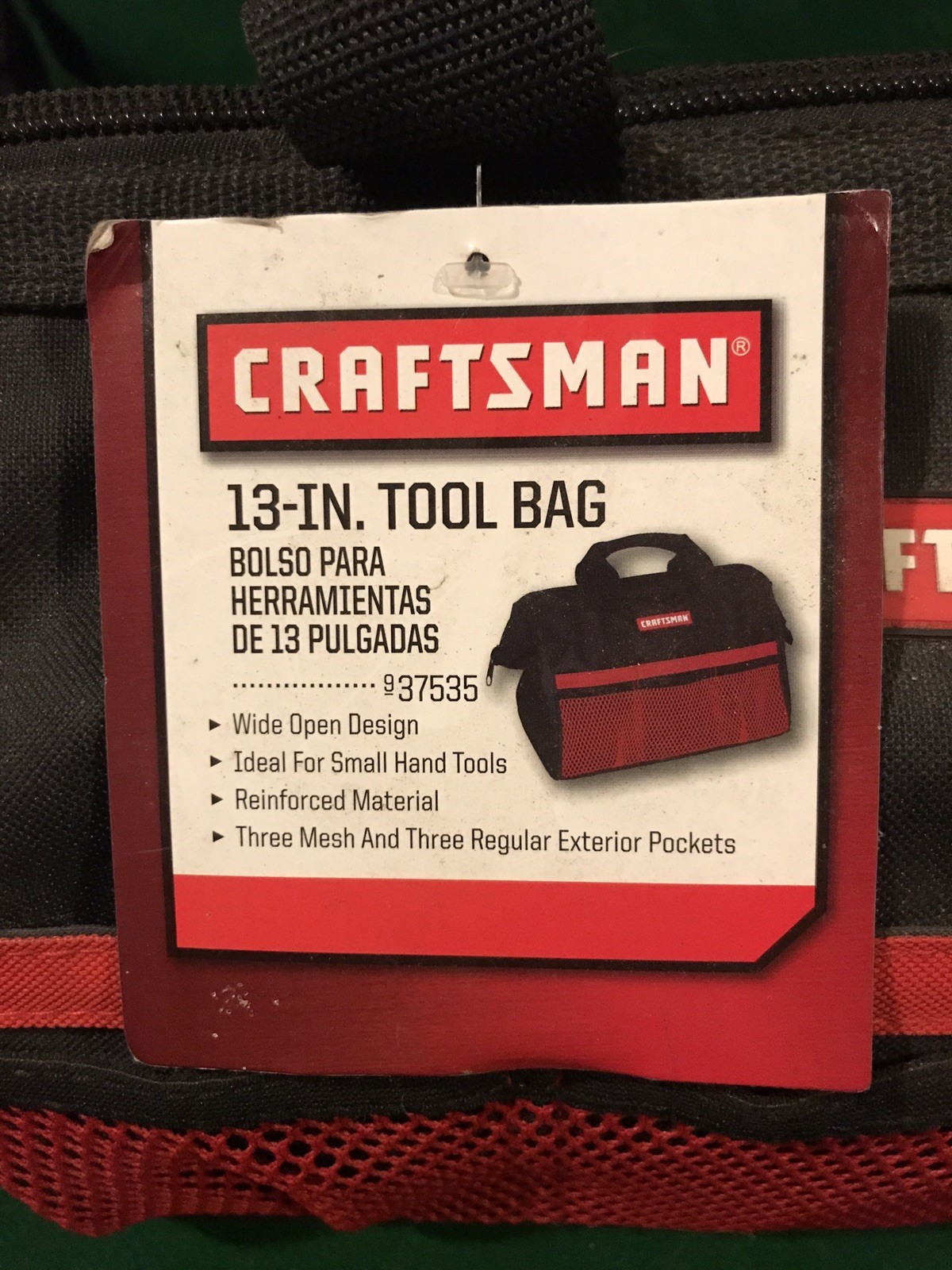 Craftsman Tool Bag 13 in. Wide Mouth 6 pocket Black/Red NEW