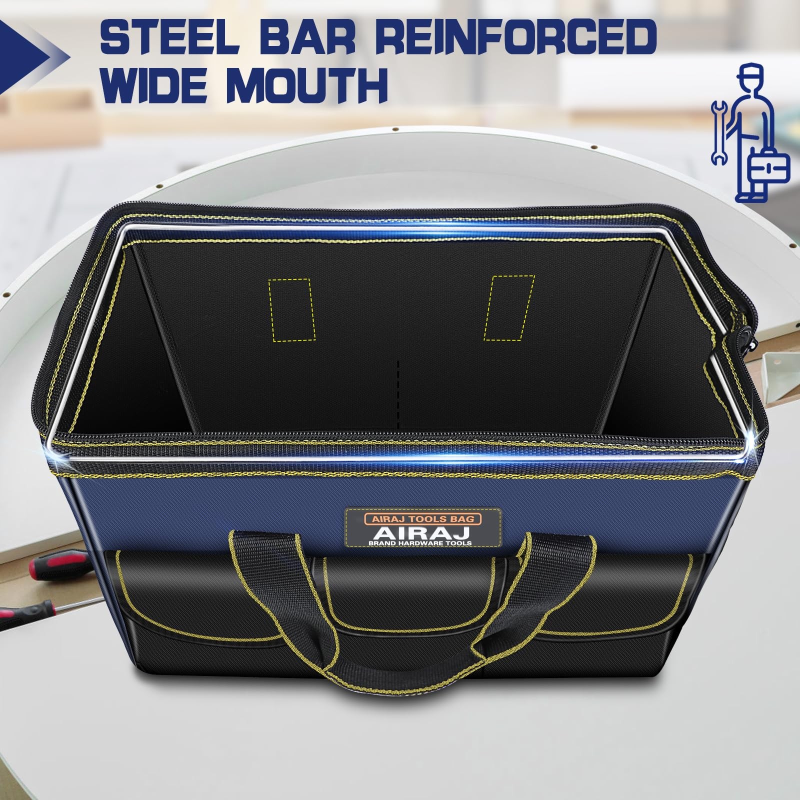 2Pack 18 In & 14 In Portable Wide Mouth Heavy Duty Utility Tool Storage Bags