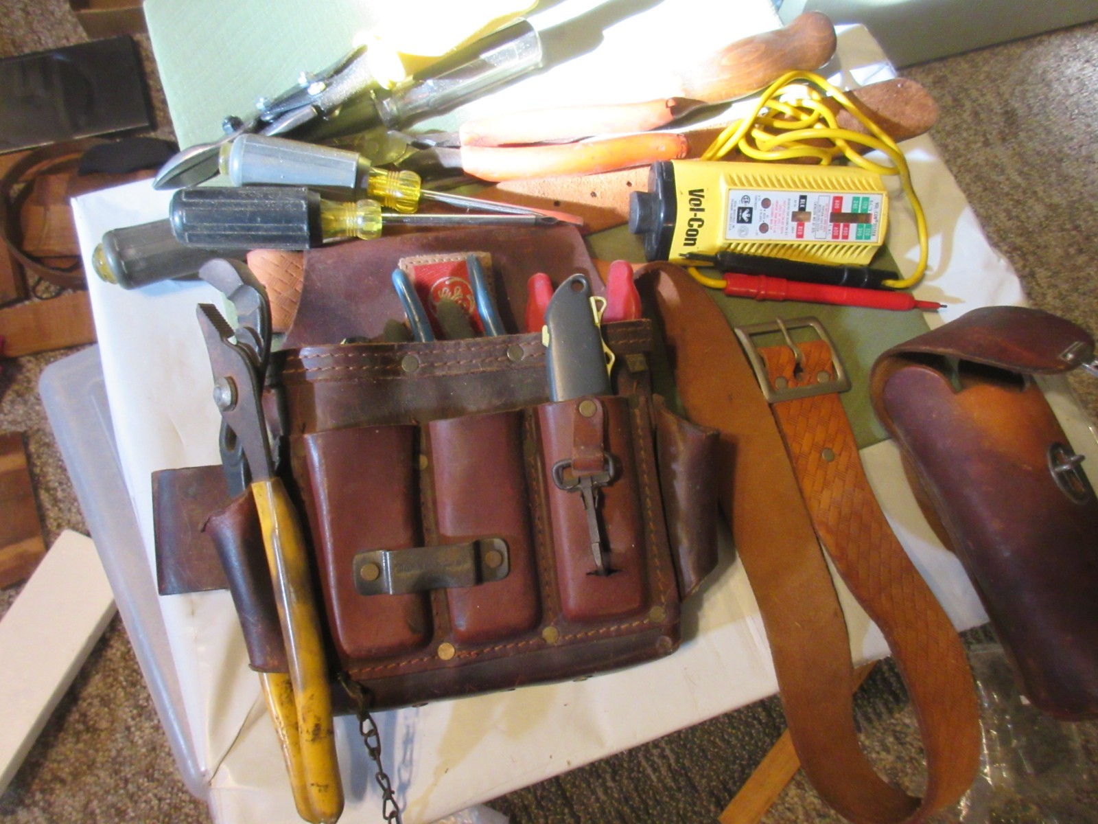 Vintage General Electric GE Heavy Duty Leather Tool Pouch Belt TOOLS