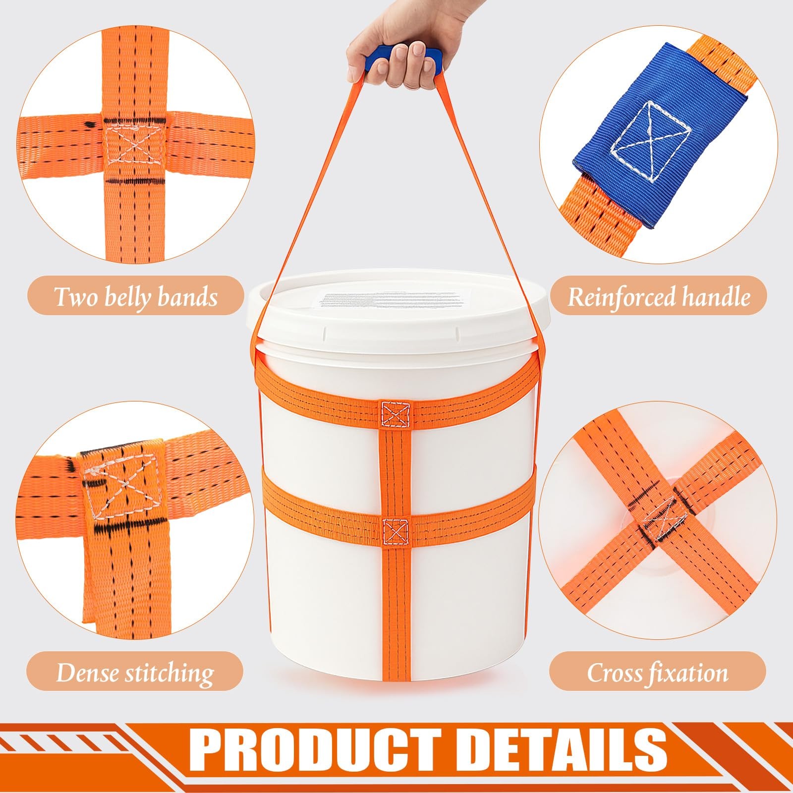 2 Pcs Bucket Sling with Bands for 5 Gallon Bucket Strap Harness Webbing Sling…