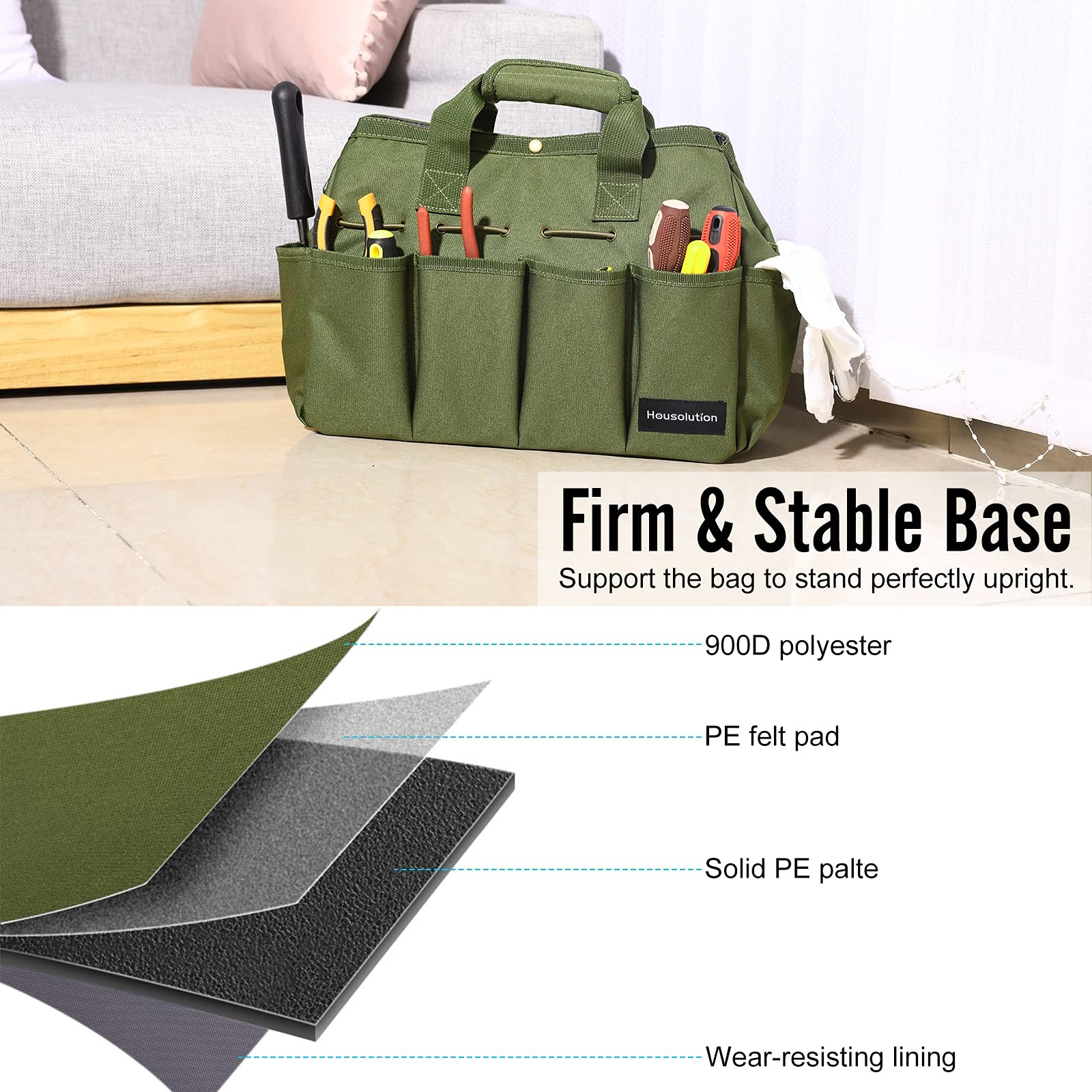 Garden Tote Bag 900D Standable Tool Storage Pockets Organizer 14 Inch